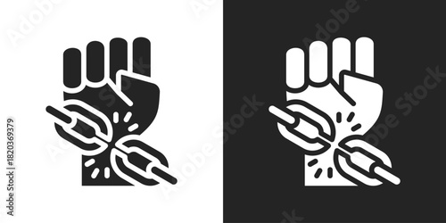 Breaking Chain Icon In Black And White Glyph Style