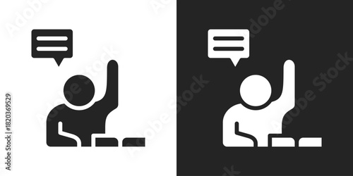 Classroom Discussion Icon In Black And White Glyph Style