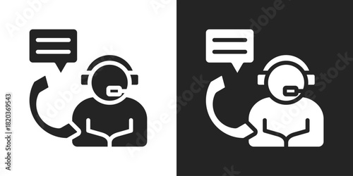 Customer Support Icon In Black And White Glyph Style