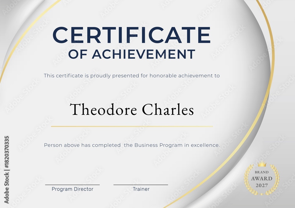 Fototapeta premium Business workshop certificate template