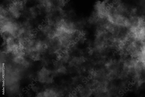 A grayscale image showing a dense cloud of smoke or fog filling the entire frame space