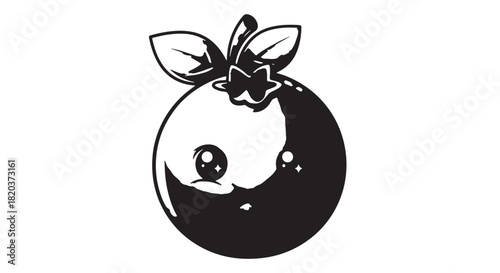 Stylized infant cradled inside a round fruit emblem logo.