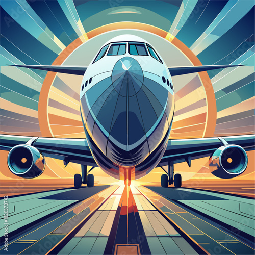 airplane in the airport behind yellow light