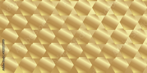 立体　幾何学　模様　金　背景