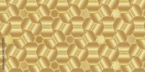 立体　幾何学　模様　金　背景