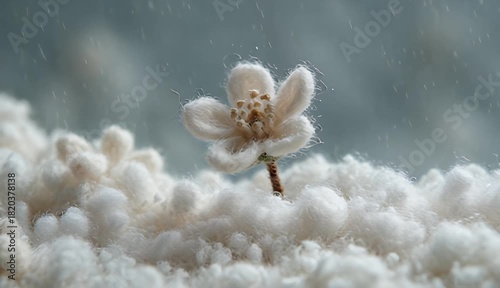 Delicate white flower on textured background with soft lighting