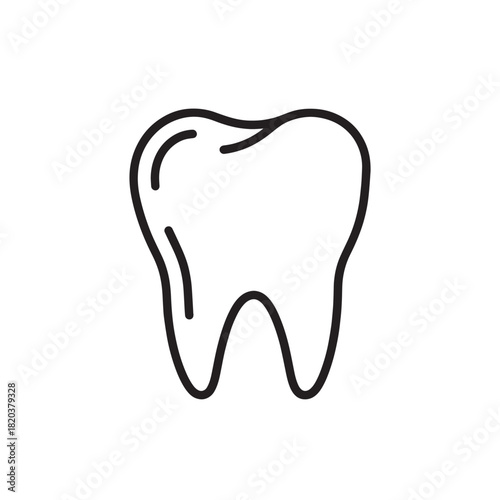 Simple line drawing of a stylized tooth illustration for dental graphics.