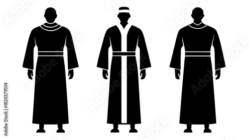Traditional Men Silhouette Vector  Cultural Robe Male Figure Clipart  Islamic Ethnic Outfit Icon