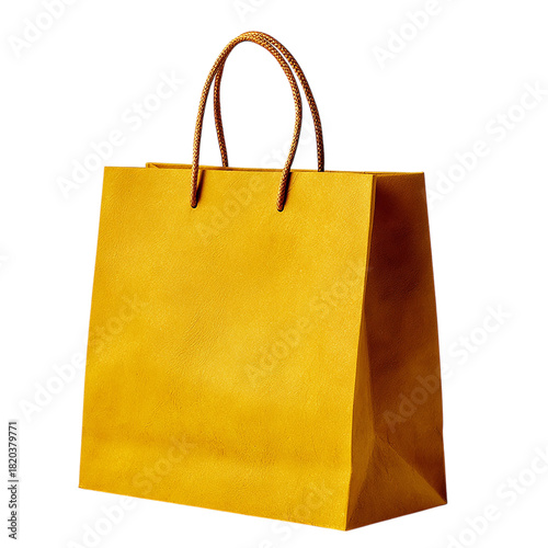 Tableau sur toile A yellow shopping bag Isolated transparent on white background