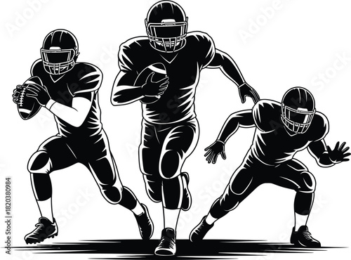 Football players in action Vector