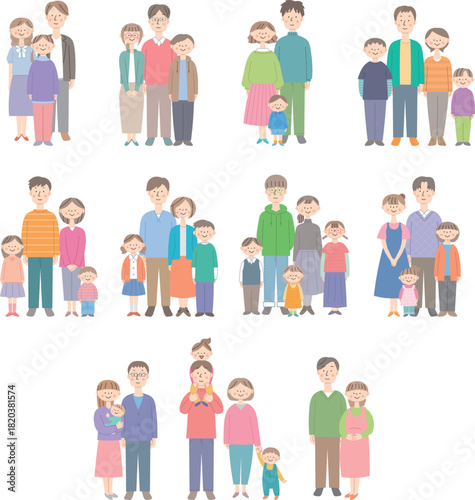 若い家族の全身セット