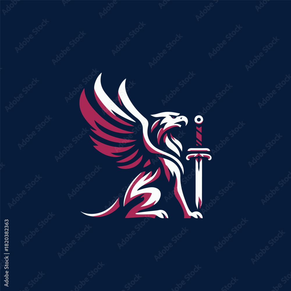 Fototapeta premium Griffin with Sword Logo