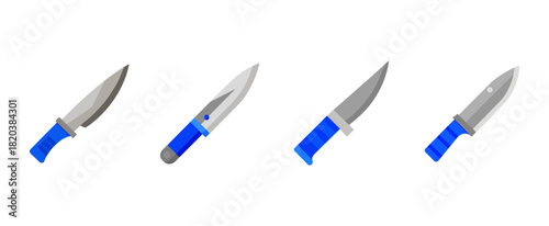 Set of Four Flat Design Knives