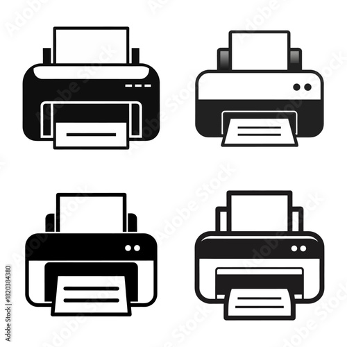 Collection of Modern Printer Icons for Office and Home Use