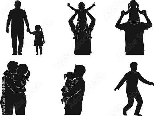 Father And Daughter Silhouettes Showing Affection And Playful Moments family love
