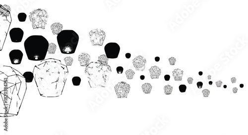 Paper lanterns ascend into the night sky, creating a magical and hopeful spectacle.