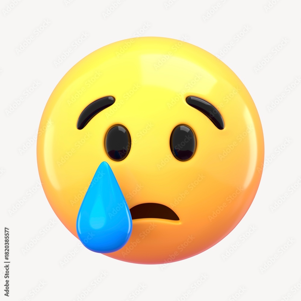 Fototapeta premium 3D cry face emoticon illustration