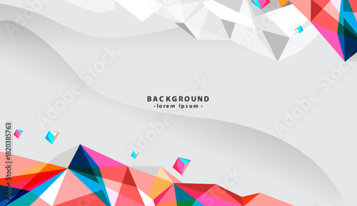 Polygonal design on white background with text. Suitable for graphic design projects, presentations, websites, and digital marketing materials.