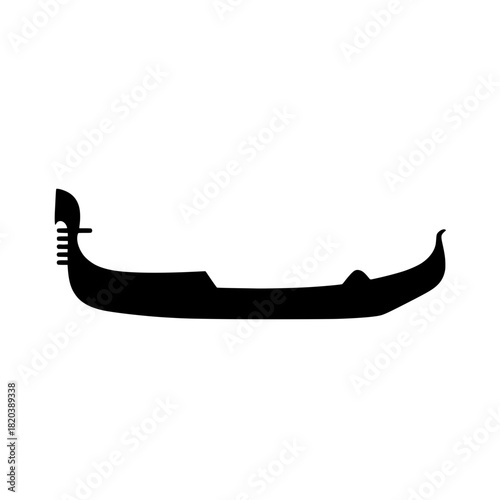 Traditional Venetian Gondola Boat Icon - Water Vehicle