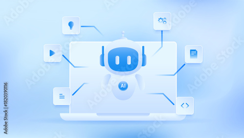 AI agent automation artificial intelligence. ai chatbot network automation concept.
