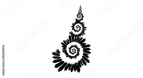 Intricate black fractal spiral design on a clean white background