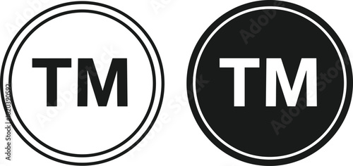 Trademark Symbol TM Icon Black and White Variations registered