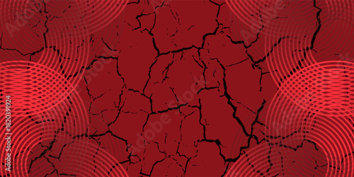 Collection of red concentric circles. Collection of radial sound wave or sonar rings. Pack of radar icon symbols, targets, dashed lines, halftones.vector