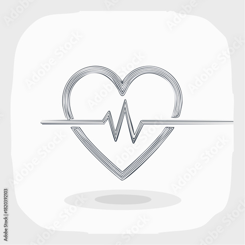 Elegant silver heart and pulse line design, a striking visual symbol for health, cardiology, and well-being, conveying care and vitality in a modern graphic