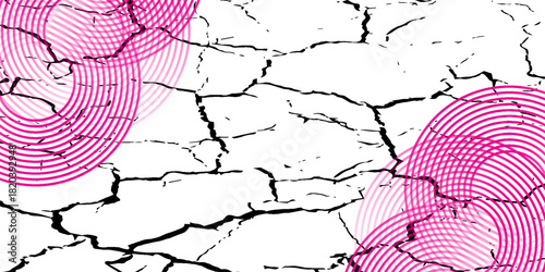 Collection of pink concentric circles. Collection of radial sound wave or sonar rings. Pack of radar icon symbols, targets, dashed lines, halftones.