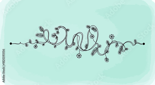 Elegant Floral Vine Border on Pastel Green Background