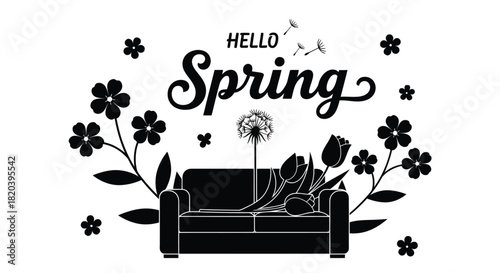 Welcome spring vibes with cozy couch and blooming floral freshness