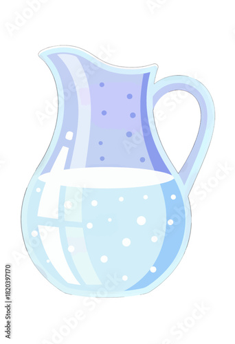 Blue and white milk pitcher with a playful design