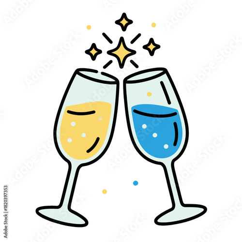 Wallpaper Mural Celebratory Wine Glasses Toasting with Sparkles Torontodigital.ca