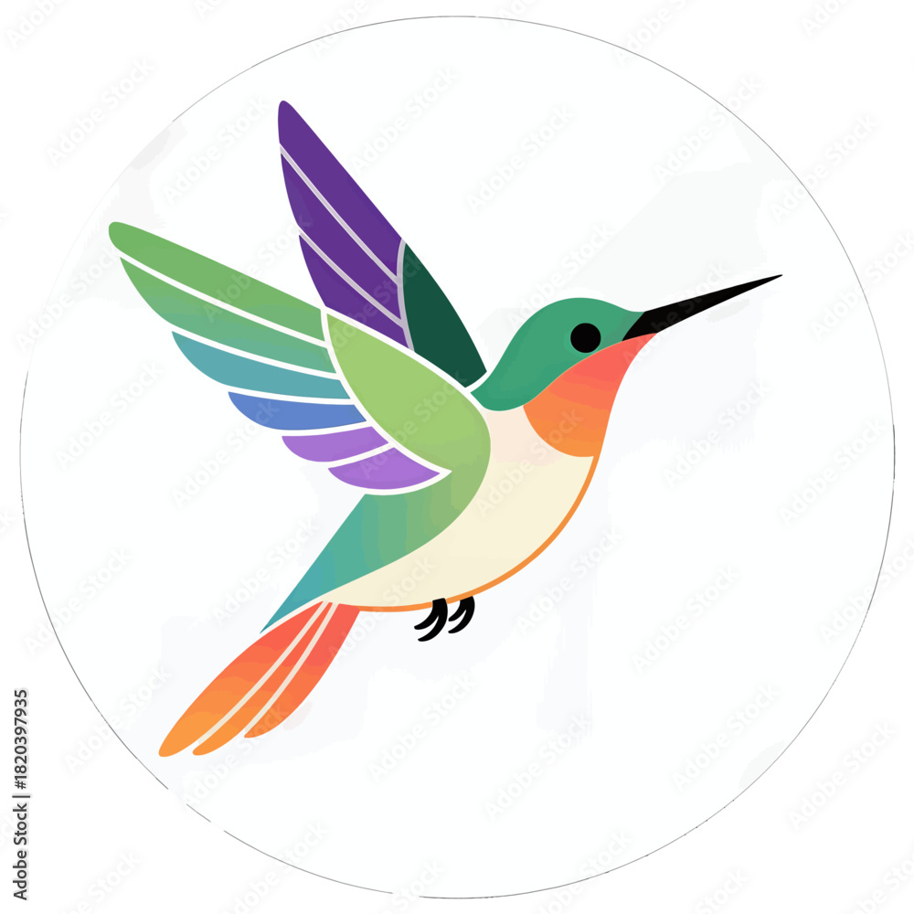 Obraz premium Colorful Illustration of a Hummingbird in Flight
