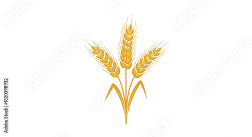 A clean, graphic illustration featuring three golden wheat stalks with full ears, symbolizing agriculture, harvest, and natural produce.