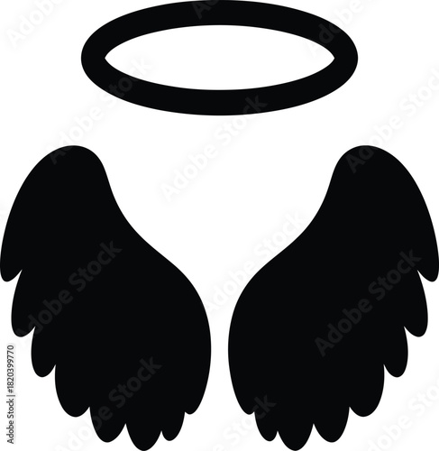 Angel wings and halo vector graphic illustration clip art silhouette eps