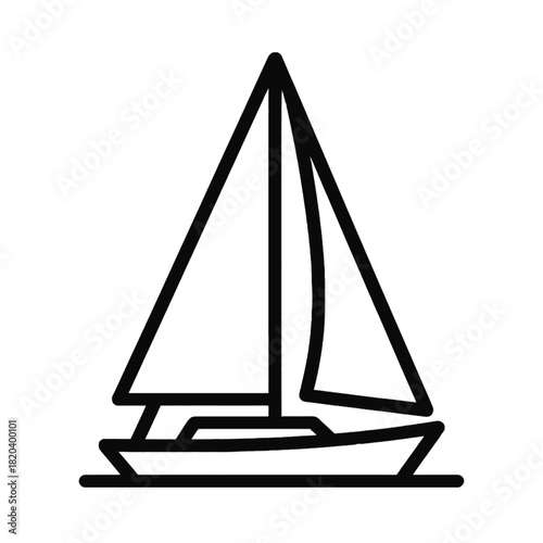 Minimalist Line Art Sailboat with Triangular Sails
