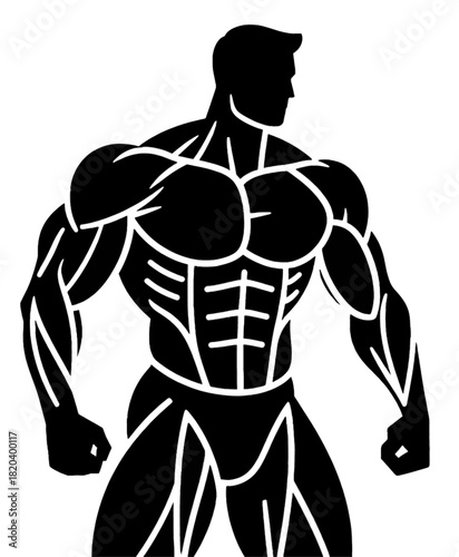 Muscular male torso in dynamic pose with defined abs and arms