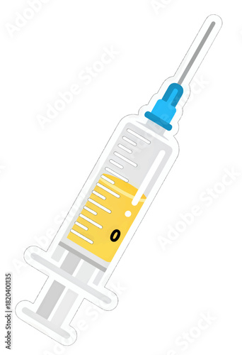Medical Syringe with Yellow Label Isolated Object