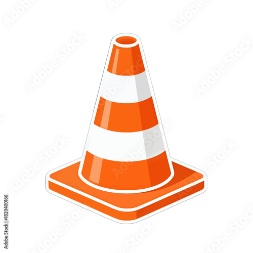 Orange and white traffic cone isolated object