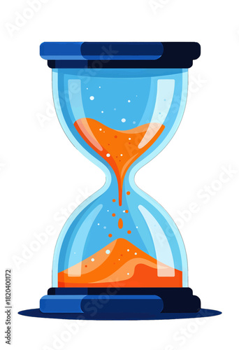 Orange Sand Falling in a Blue Hourglass Isolated Object