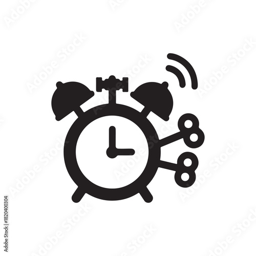 Ringing classic alarm clock notification solid filled icon.
