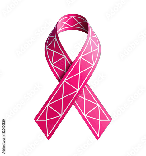 Pink Geometric Ribbon Symbol in Bold Design