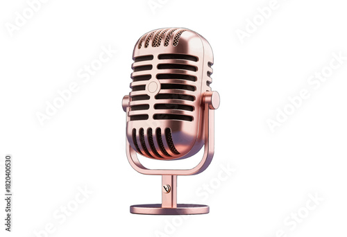Retro Gold Microphone Isolated Object