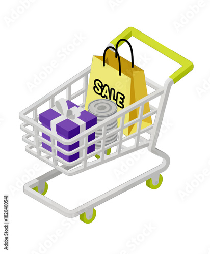 Shopping Cart With Sale Items and Gifts