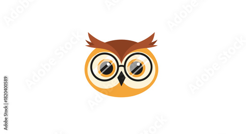 An adorable illustration of a wise and studious owl, wearing round glasses, against a plain white backdrop.