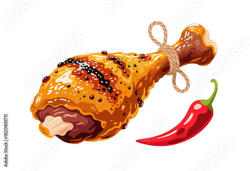 Spicy Roasted Chicken Leg with Red Chili Pepper