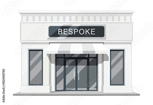 Stylish bespoke storefront with modern gray and white design