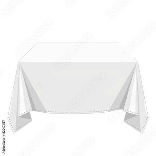 White tablecloth with draped edges and clean design