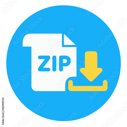 ZIP File Icon with Yellow Download Arrow